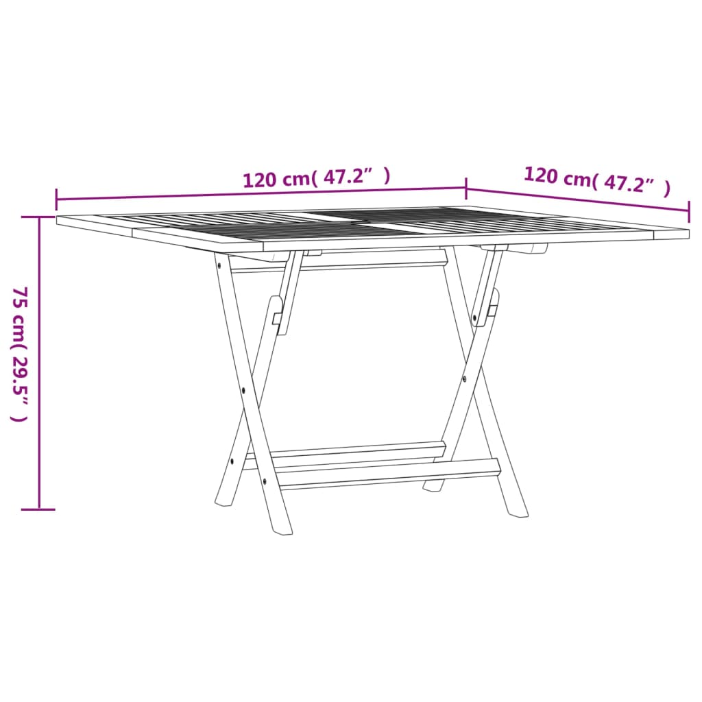 Tavolo da Giardino Pieghevole Grigio 120x70x75 cm Massello Teak - homemem39