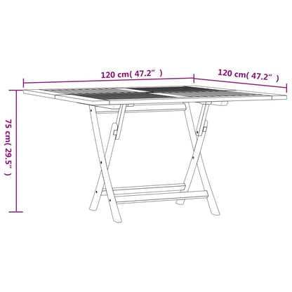 Tavolo da Giardino Pieghevole Grigio 120x70x75 cm Massello Teak - homemem39