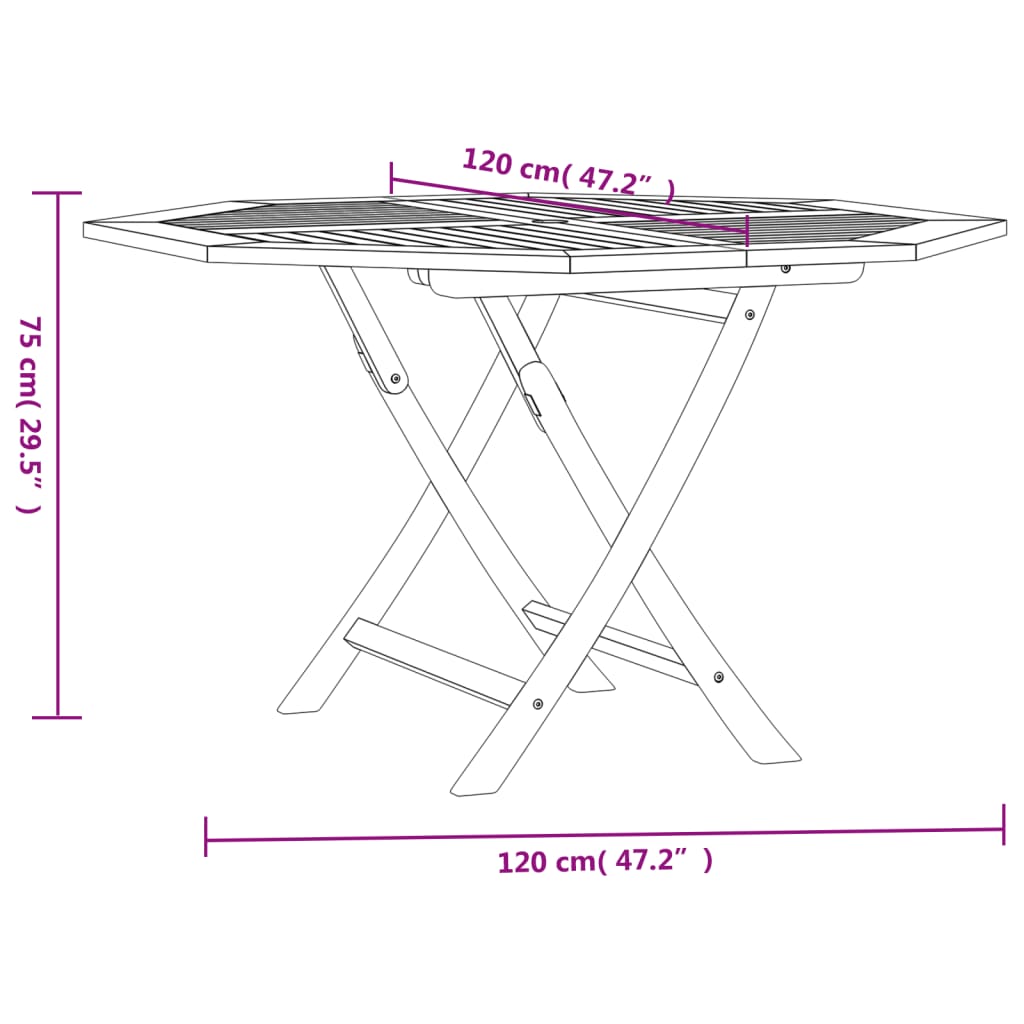 Tavolo da Giardino Pieghevole Grigio 120x70x75 cm Massello Teak - homemem39