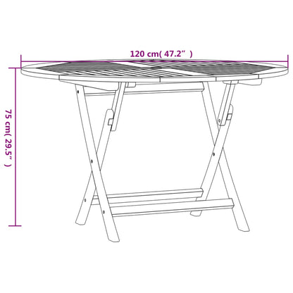 Tavolo da Giardino Pieghevole Ø120x75 cm Legno Massello di Teak - homemem39