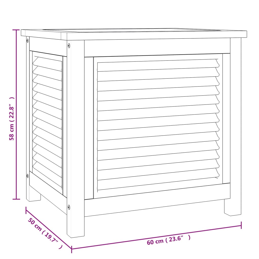 Contenitore Giardino con Borsa 60x50x58cm Legno Massello Teak - homemem39