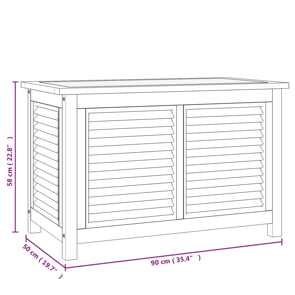 Contenitore Giardino con Borsa 90x50x58cm Legno Massello Teak - homemem39