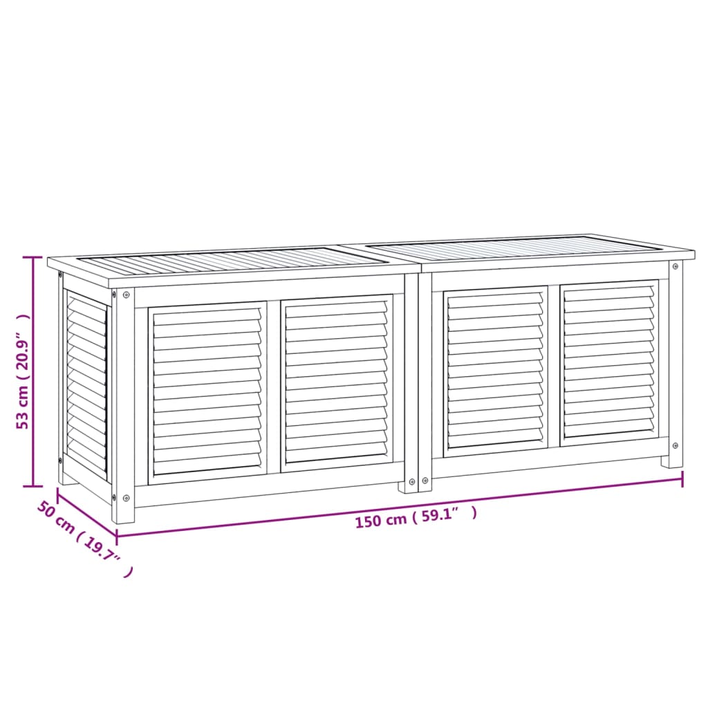 Contenitore Giardino con Borsa 150x50x53cm Legno Massello Teak - homemem39