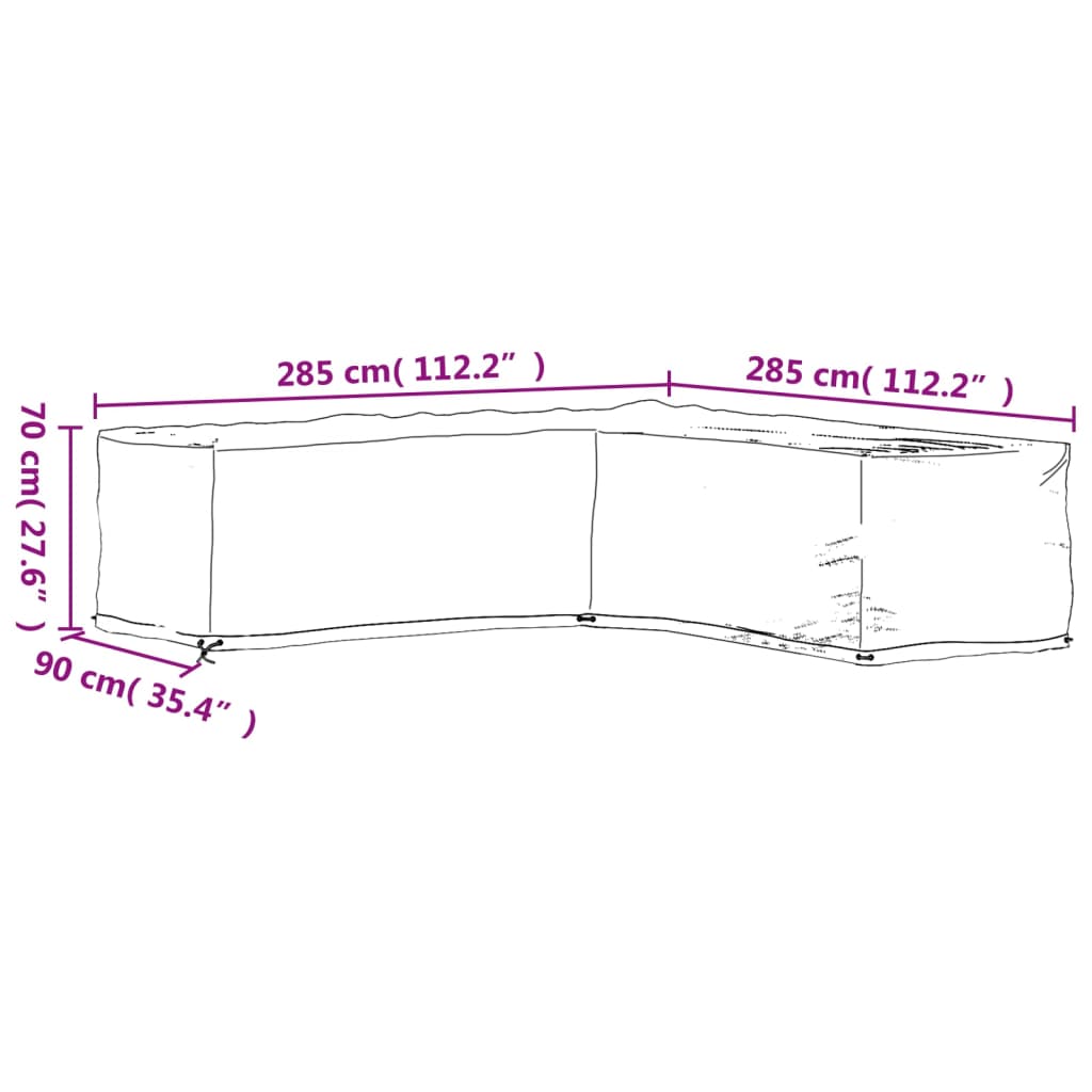 Copertura Mobili da Giardino a L 16 Occhielli 285x285x70 cm - homemem39