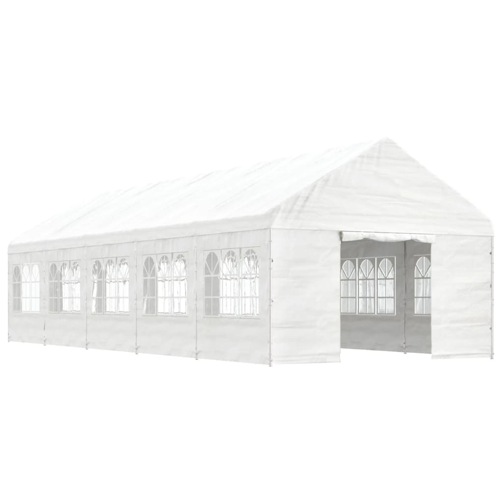 Gazebo con Tetto Bianco 11,15x4,08x3,22 m in Polietilene - homemem39