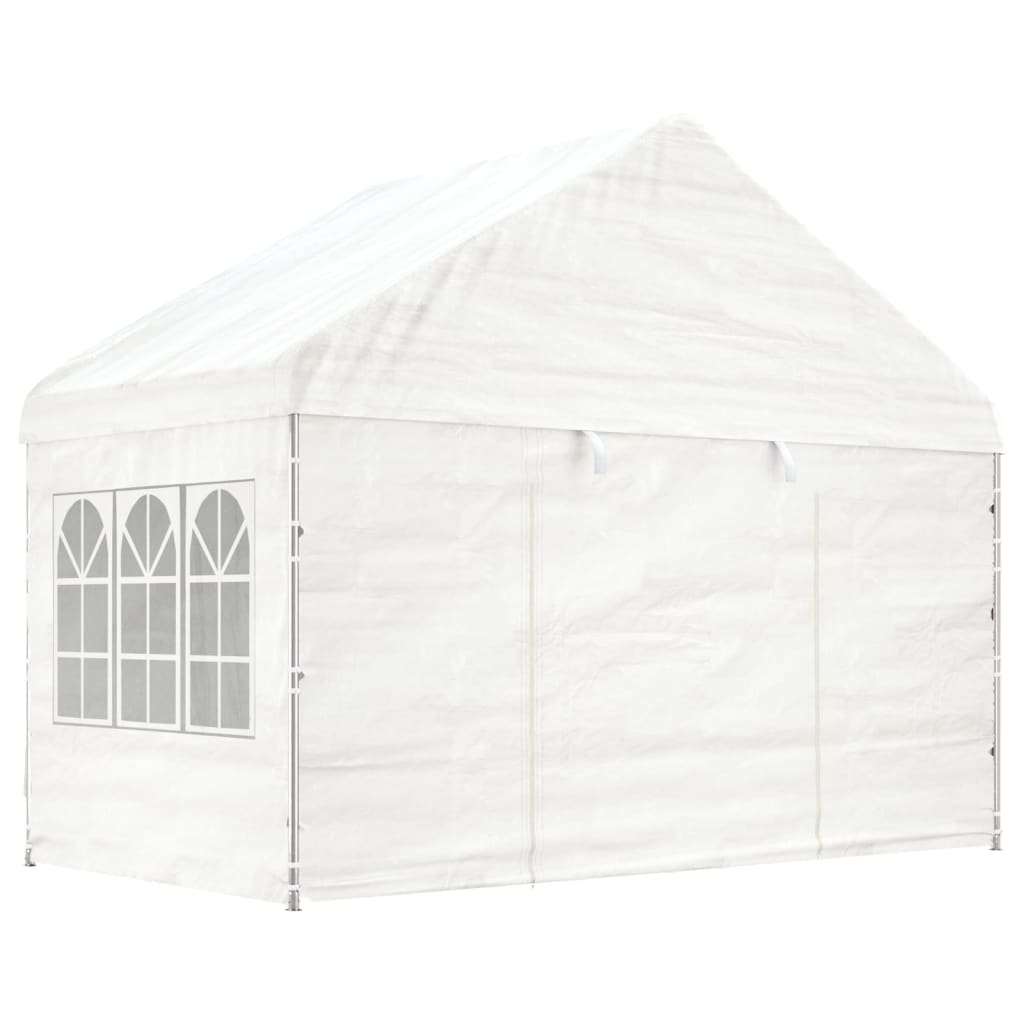 Gazebo con Tetto Bianco 11,15x4,08x3,22 m in Polietilene - homemem39