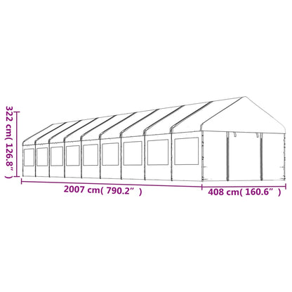 Gazebo con Tetto Bianco 20,07x4,08x3,22 m in Polietilene - homemem39