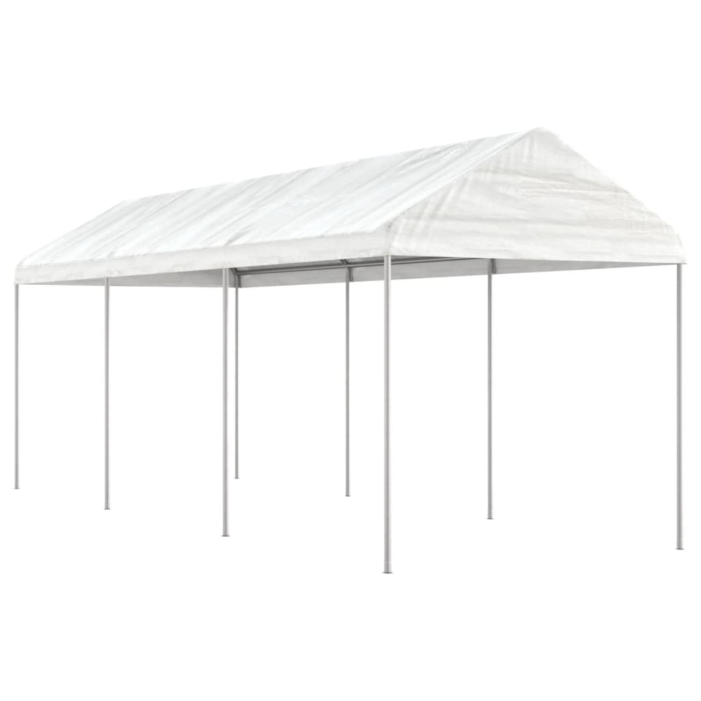 Gazebo con Tetto Bianco 6,69x2,28x2,69 m in Polietilene - homemem39