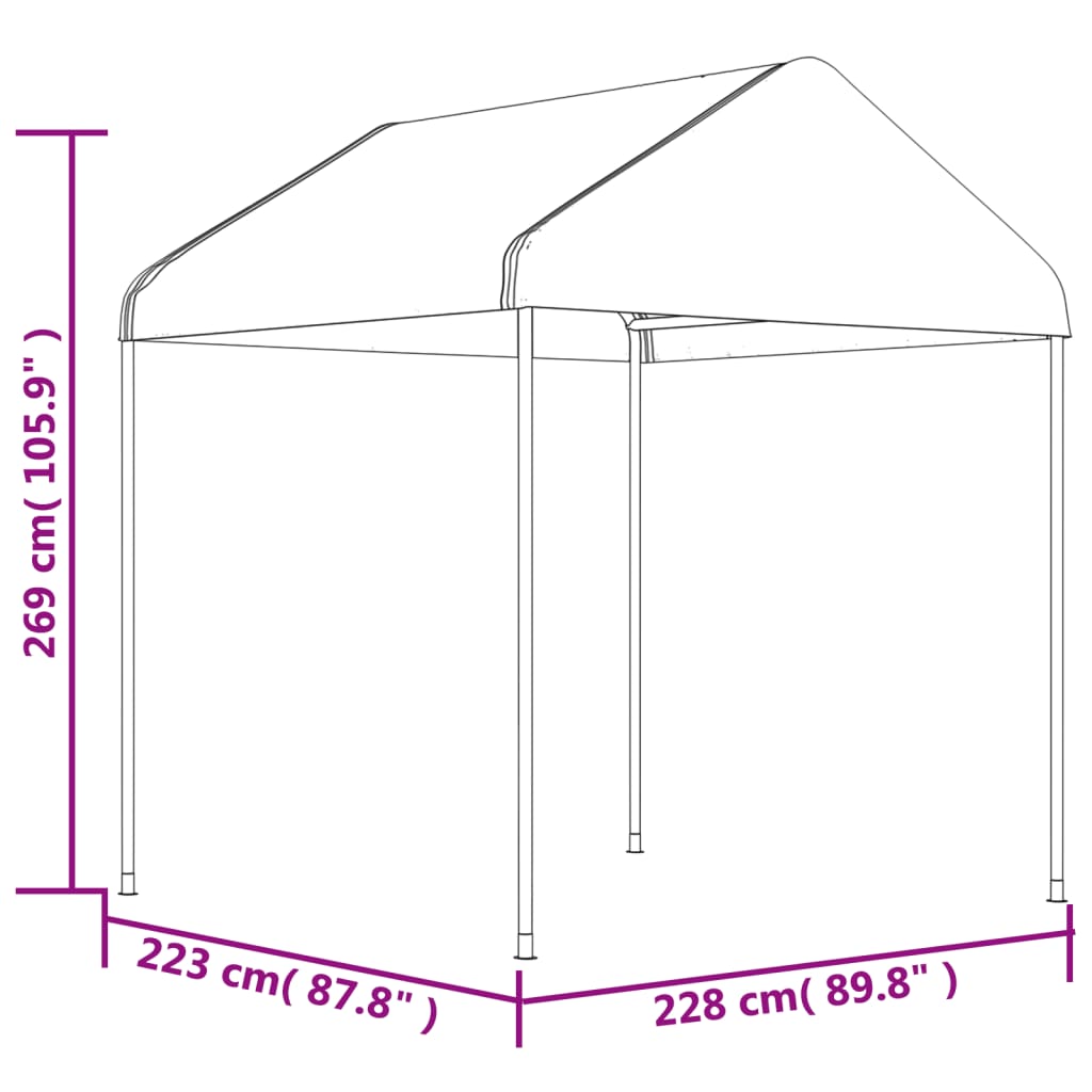 Gazebo con Tetto Bianco 6,69x2,28x2,69 m in Polietilene - homemem39