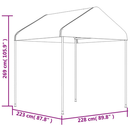 Gazebo con Tetto Bianco 6,69x2,28x2,69 m in Polietilene - homemem39