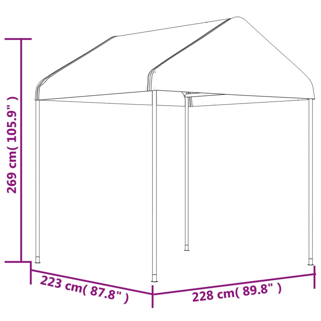 Gazebo con Tetto Bianco 11,15x2,28x2,69 m in Polietilene - homemem39