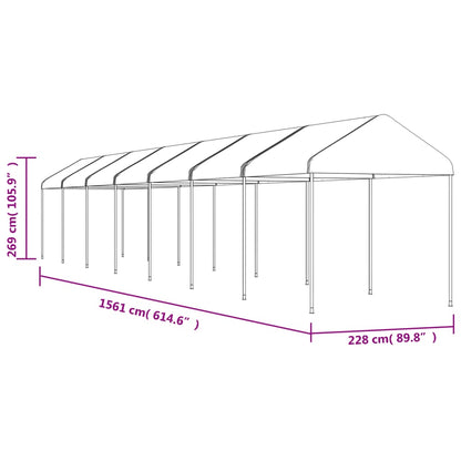 Gazebo con Tetto Bianco 15,61x2,28x2,69 m in Polietilene - homemem39