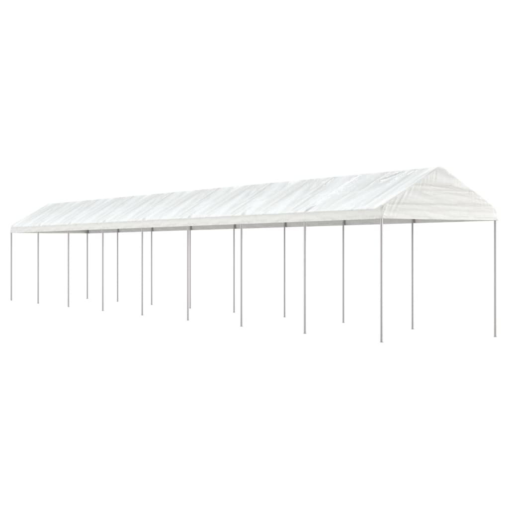 Gazebo con Tetto Bianco 17,84x2,28x2,69 m in Polietilene - homemem39