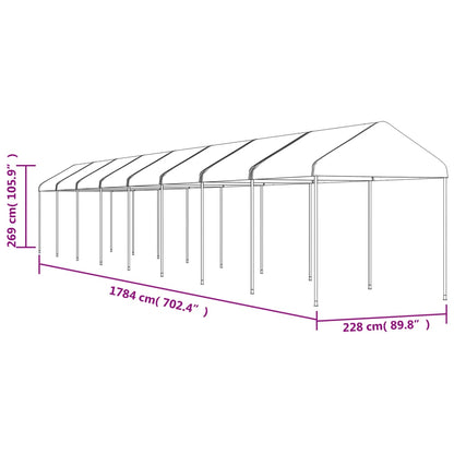 Gazebo con Tetto Bianco 17,84x2,28x2,69 m in Polietilene - homemem39