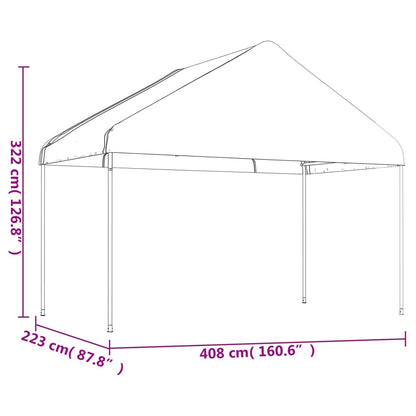 Gazebo con Tetto Bianco 4,46x4,08x3,22 m in Polietilene - homemem39