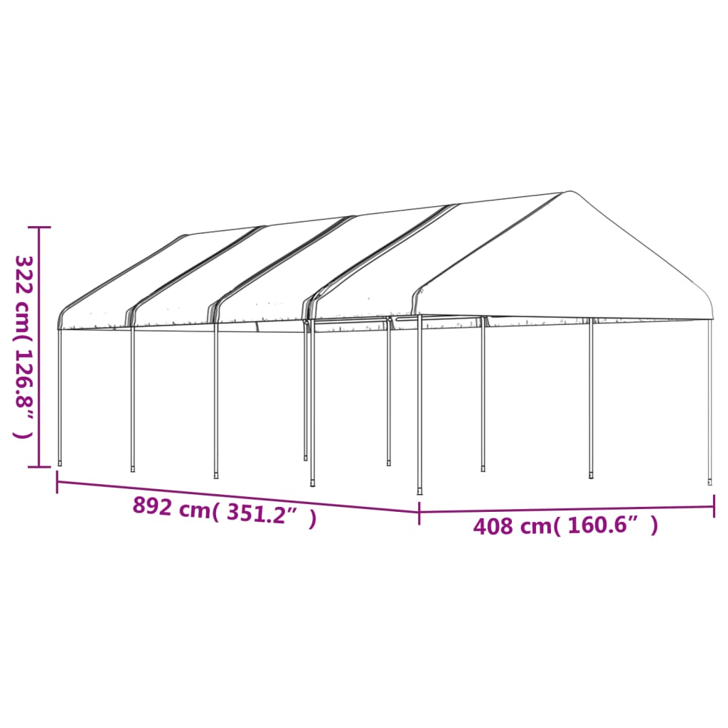 Gazebo con Tetto Bianco 8,92x4,08x3,22 m in Polietilene - homemem39