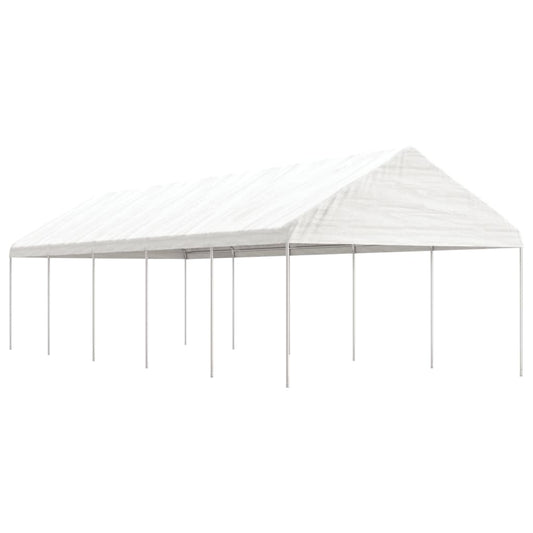 Gazebo con Tetto Bianco 11,15x4,08x3,22 m in Polietilene - homemem39