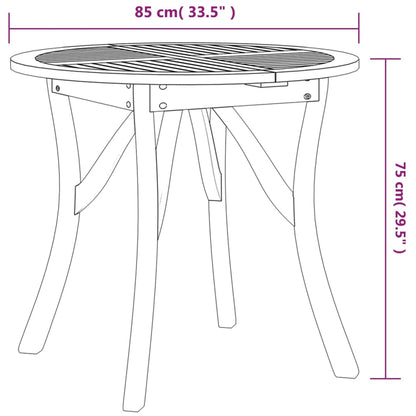 Tavolo da Giardino Ø 85 cm Legno Massello di Acacia - homemem39