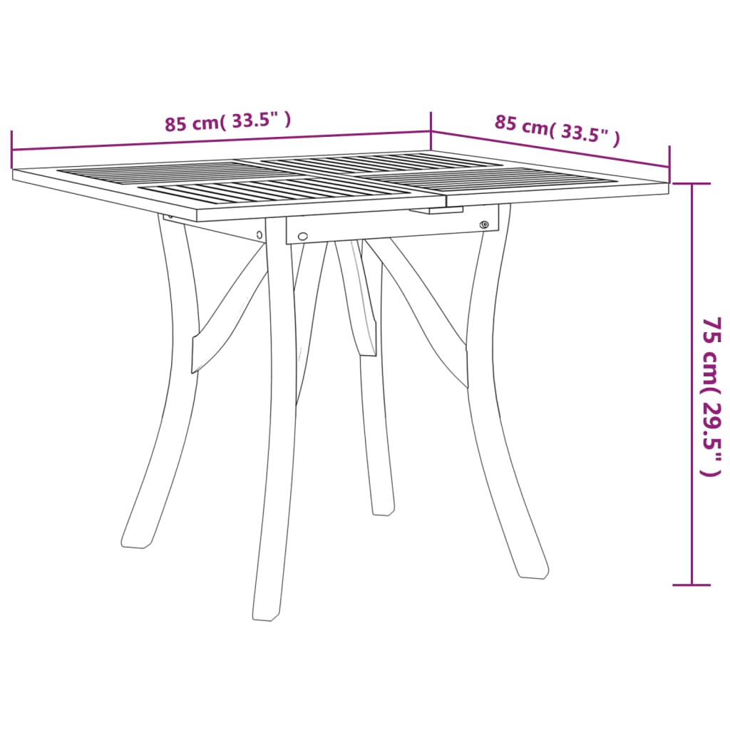 Tavolo da Giardino 85x85x75 cm Legno Massello di Acacia - homemem39