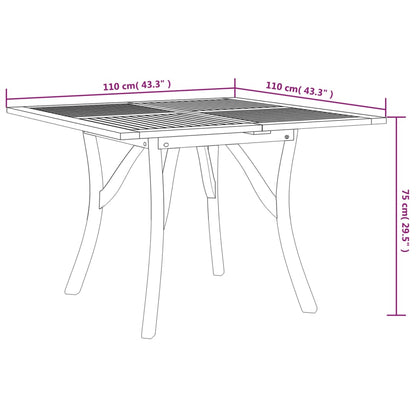 Tavolo da Giardino 110x110x75 cm Legno Massello di Acacia - homemem39