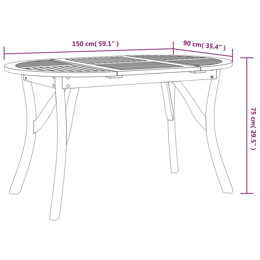 Tavolo da Giardino 150x90x75 cm Legno Massello di Acacia - homemem39