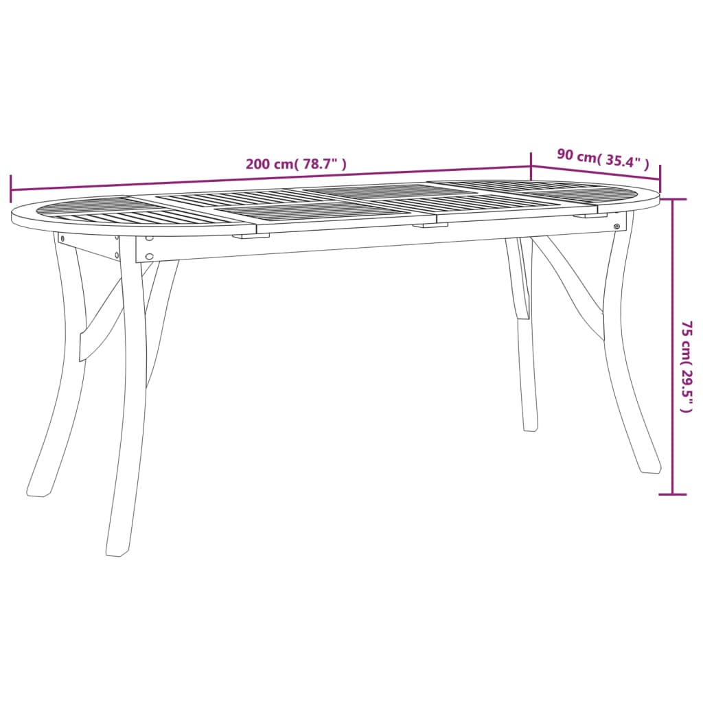 Tavolo da Giardino 200x90x75 cm Legno Massello di Acacia - homemem39