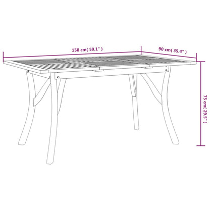 Tavolo da Giardino 150x90x75 cm Legno Massello di Acacia - homemem39