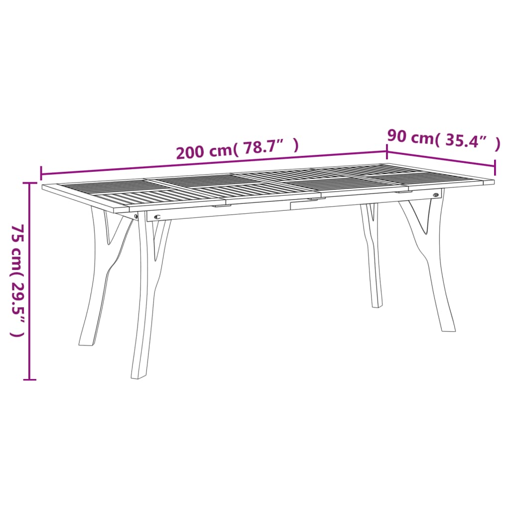 Tavolo da Giardino 200x90x75 cm Legno Massello di Acacia - homemem39