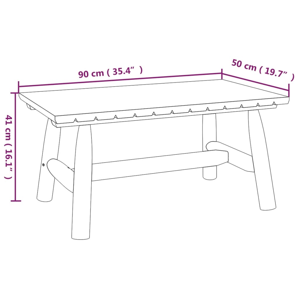 Tavolino da Salotto 90x50x41 cm Legno Massello di Abete Rosso - homemem39