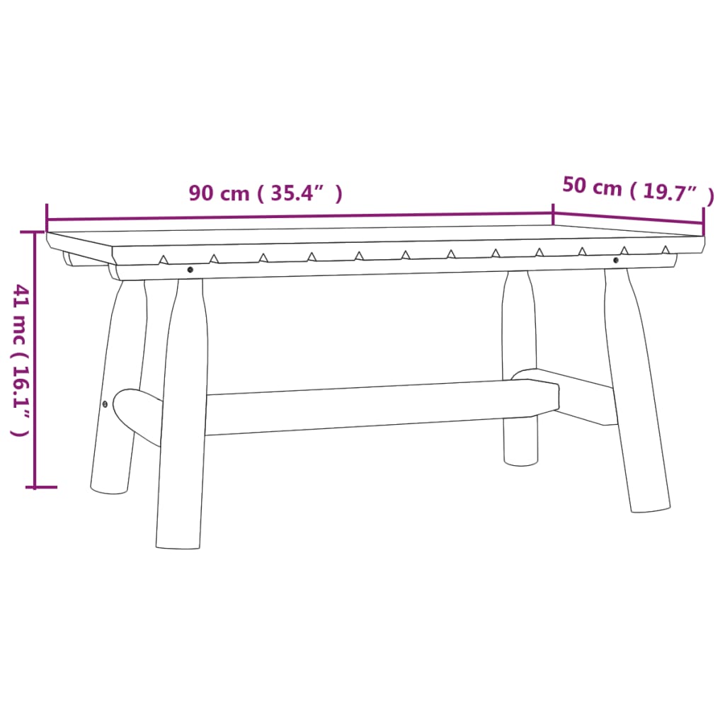 Tavolino da Salotto 90x50x41 cm Legno Massello di Abete Rosso - homemem39