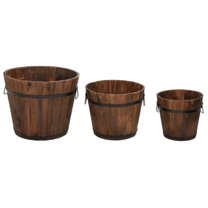 Set Secchi per Fiori 3 pz in Legno Massello di Abete - homemem39