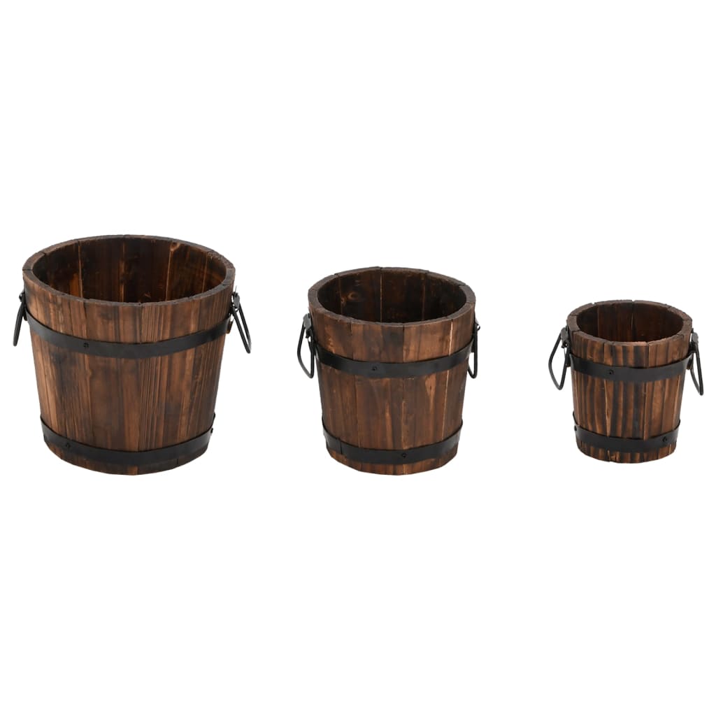 Set Secchi per Fiori 3 pz in Legno Massello di Abete - homemem39