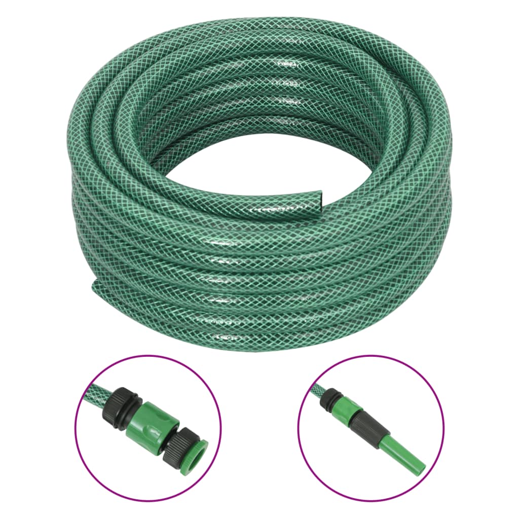 Set Tubo da Giardino con Raccordi Verde 0,6" 10 m in PVC - homemem39