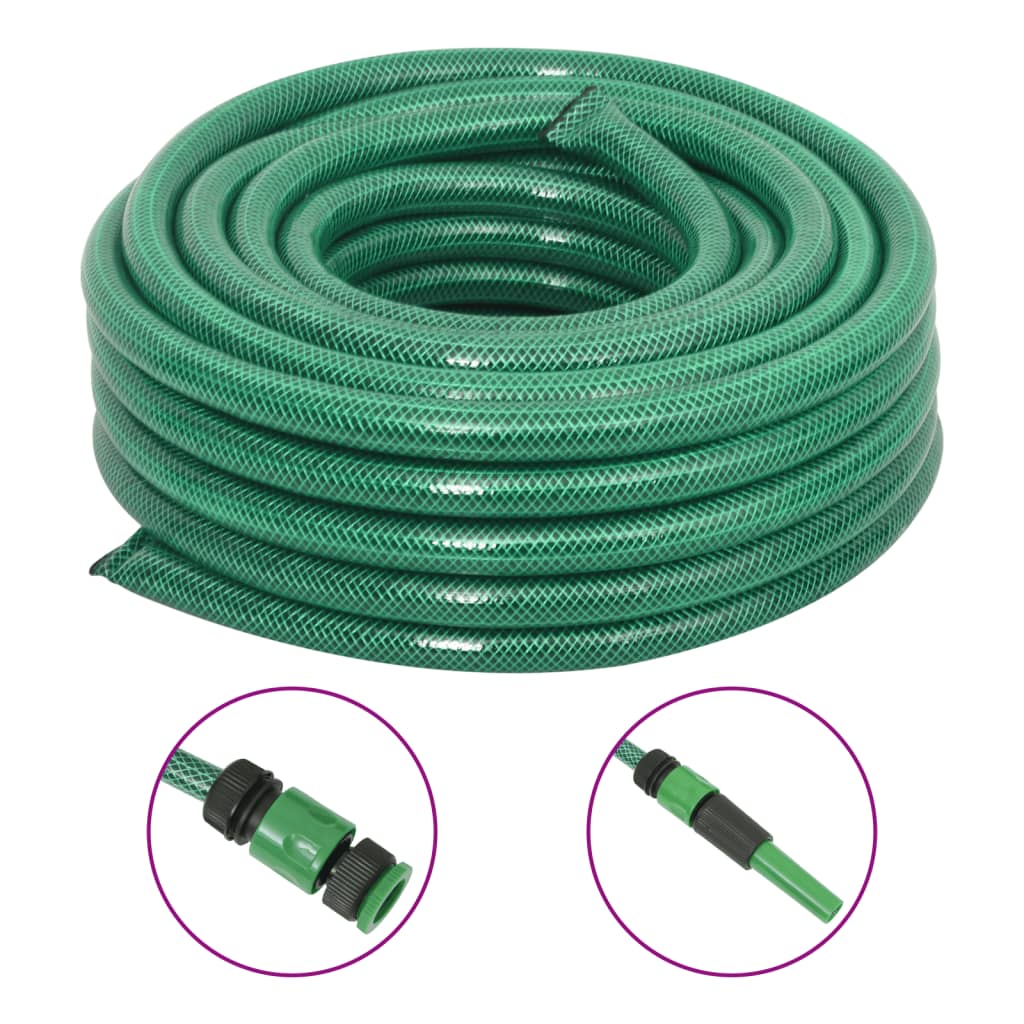 Set Tubo da Giardino con Raccordi Verde 0,9" 10 m in PVC - homemem39