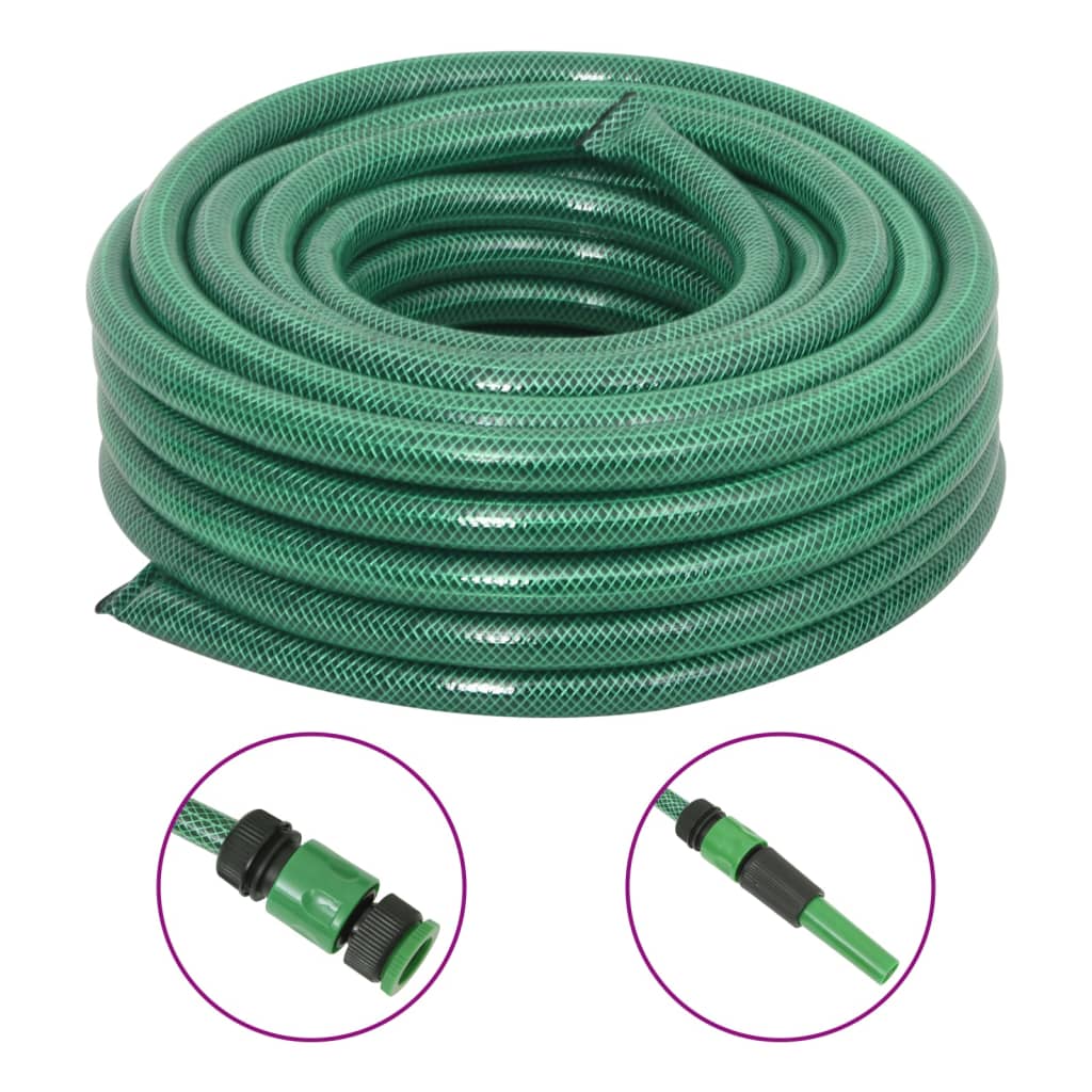 Set Tubo da Giardino con Raccordi Verde 0,9" 20 m in PVC - homemem39