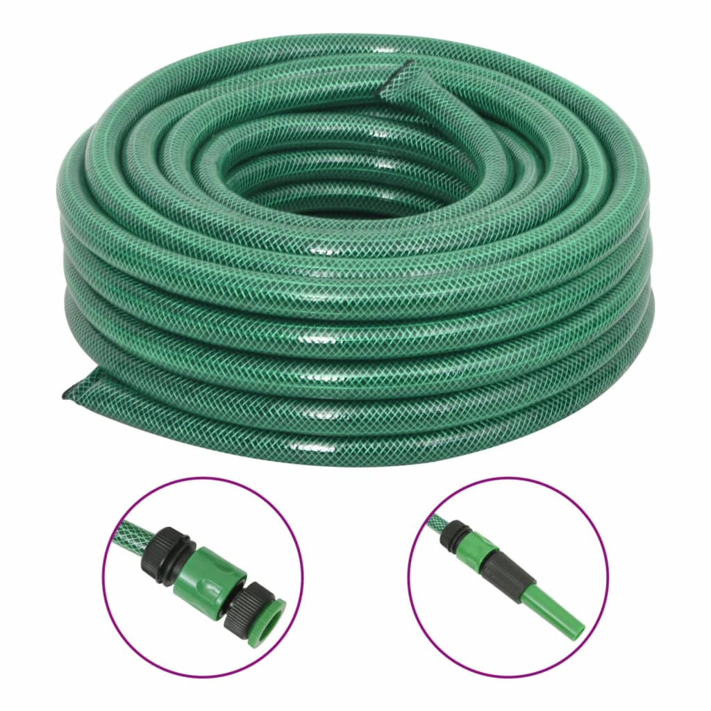 Set Tubo da Giardino con Raccordi Verde 0,9" 30 m in PVC - homemem39