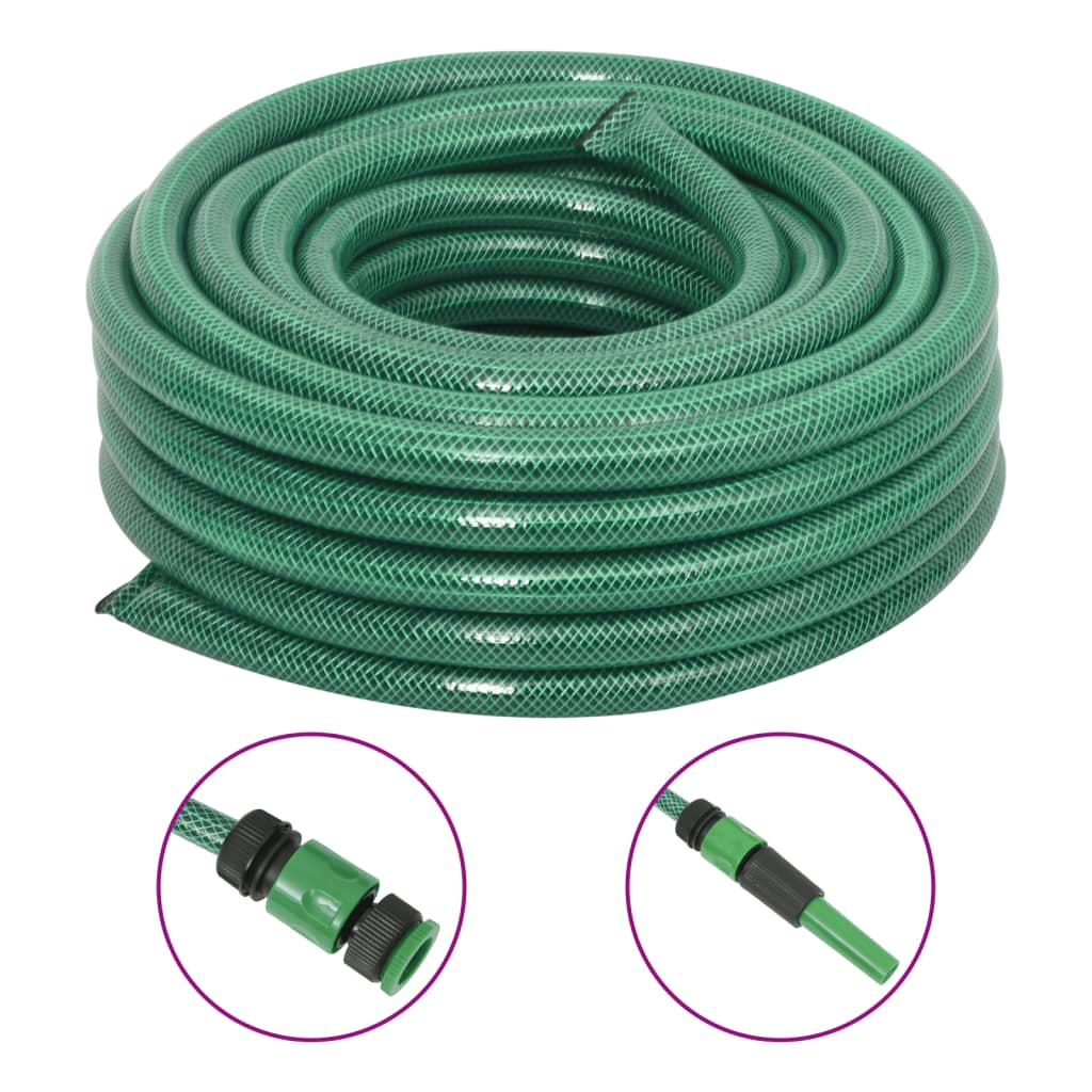 Set Tubo da Giardino con Raccordi Verde 0,9" 50 m in PVC - homemem39