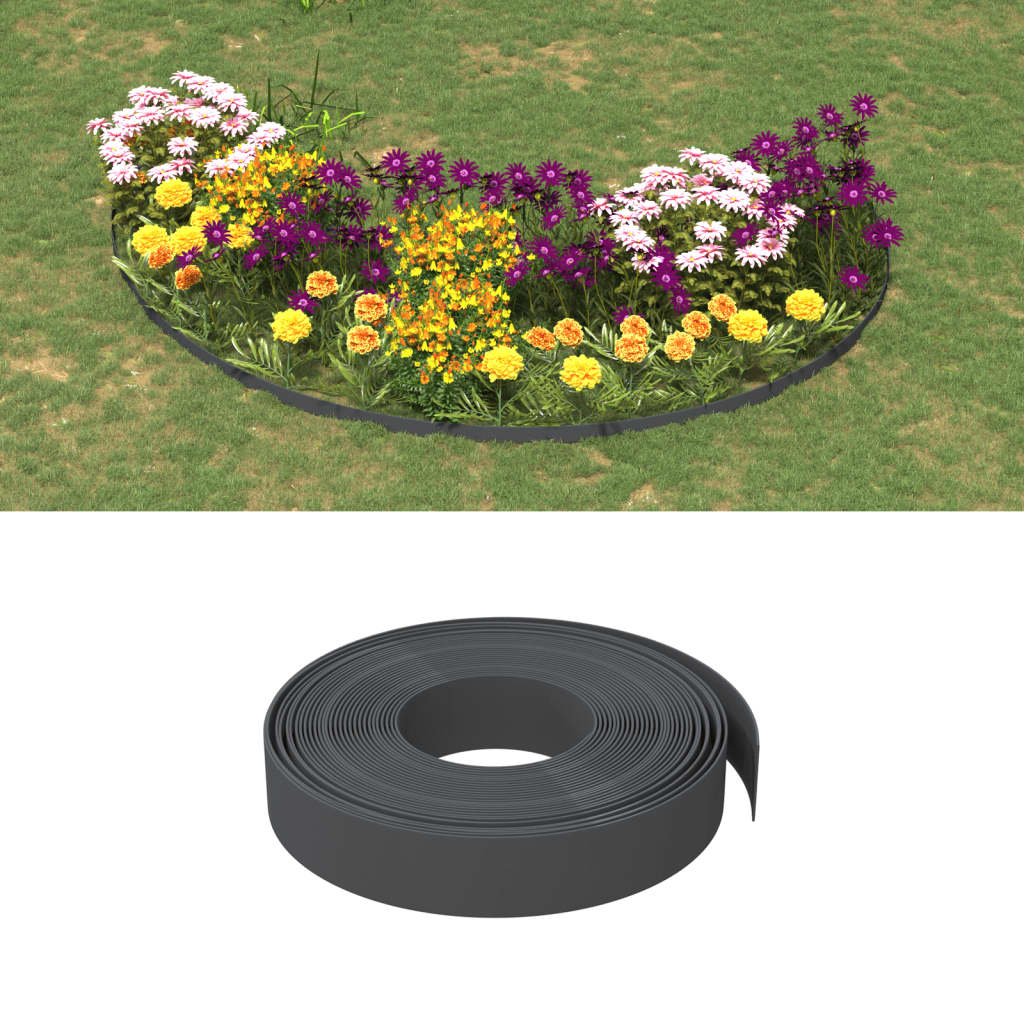 Bordature da Giardino 2 pz Grigie 10 m 10 cm in Polietilene - homemem39