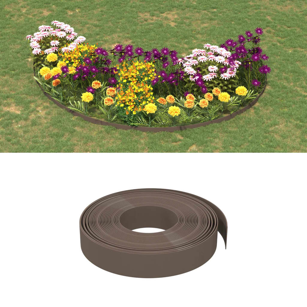 Bordature da Giardino 2 pz Marroni 10 m 10 cm in Polietilene - homemem39