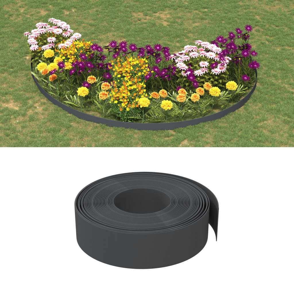 Bordature da Giardino 2 pz Grigie 10 m 15 cm in Polietilene - homemem39