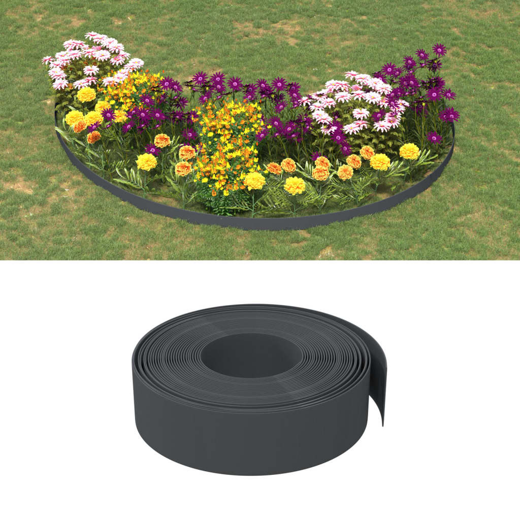 Bordature da Giardino 3 pz Grigie 10 m 15 cm in Polietilene - homemem39