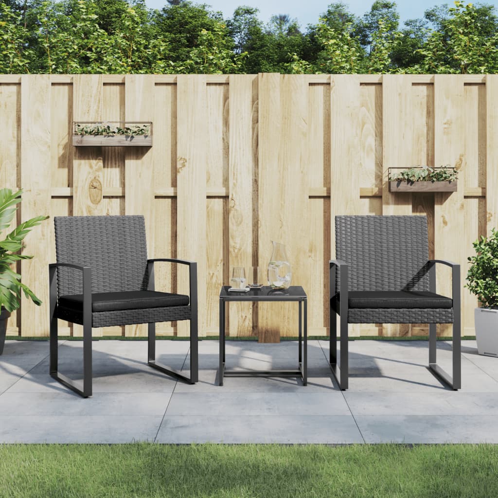 Set Pranzo da Giardino 3 pz con Cuscini Rattan PP Grigio Scuro - homemem39