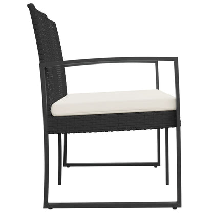 Panca da Giardino a 2 Posti con Cuscini in Rattan PP Nero - homemem39