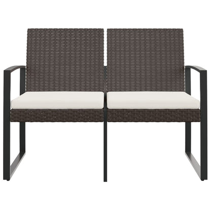 Panca da Giardino a 2 Posti con Cuscini in Rattan PP Marrone - homemem39