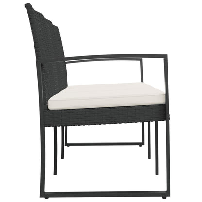 Panca da Giardino a 3 Posti con Cuscini in Rattan PP Nero - homemem39