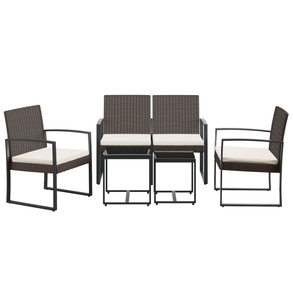 Set da Pranzo da Giardino 5 pz con Cuscini in PP Rattan Marrone - homemem39