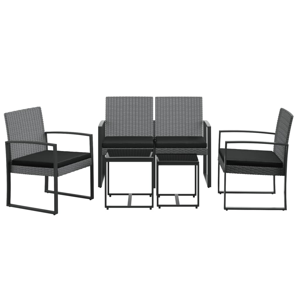 Set Pranzo da Giardino 5 pz con Cuscini PP Rattan Grigio Scuro - homemem39