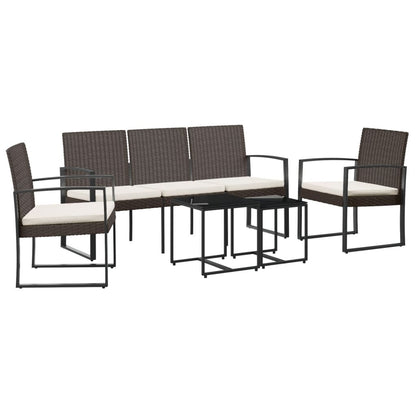 Set da Pranzo da Giardino 5 pz con Cuscini in PP Rattan Marrone - homemem39