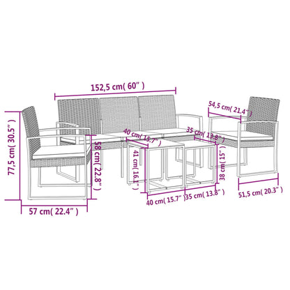 Set da Pranzo da Giardino 5 pz con Cuscini in PP Rattan Marrone - homemem39