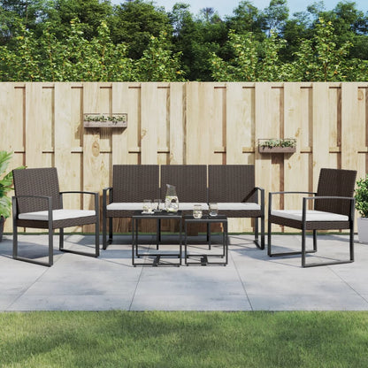 Set da Pranzo da Giardino 5 pz con Cuscini in PP Rattan Marrone - homemem39